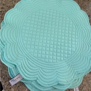 Set of 4 Nicole Miller Aqua Quilted Placemats